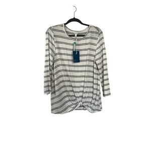 Market & Spruce Samantha Front Twist Brushed Knit Top off White Size Large